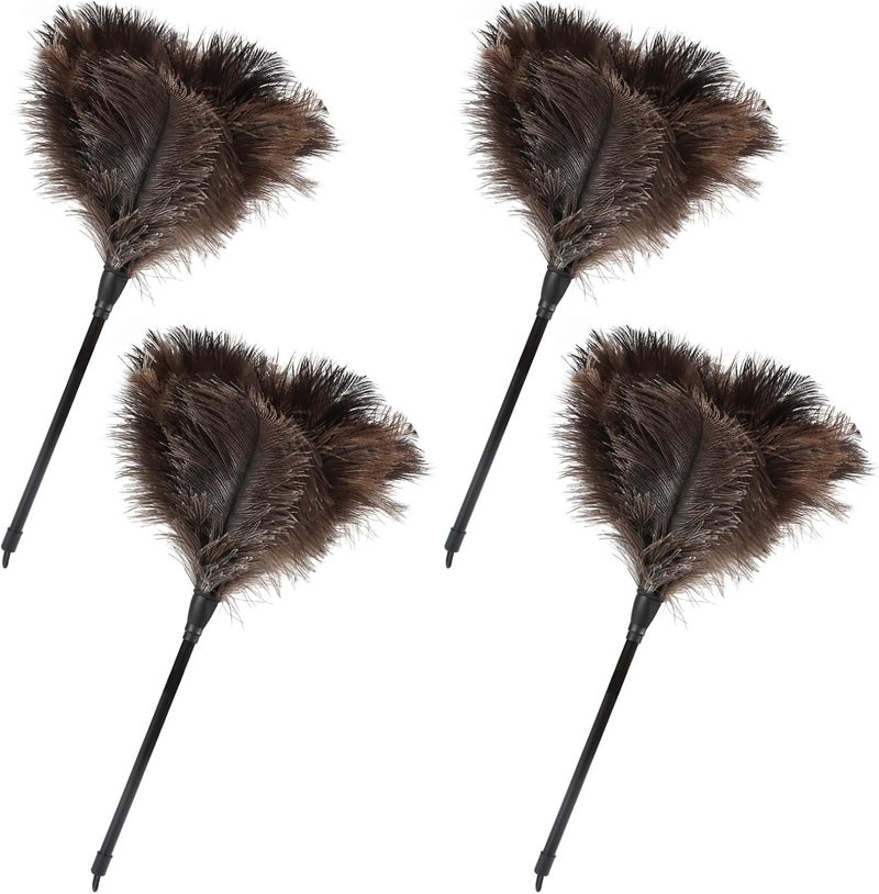 FeelfunFeather Ostrich Feather Duster-14.9 Inch Mini Natural Feathers Dusters with Plastic Handle Reusable Handheld for Cleaning Supplies Home Car Office(4pcs) - Image 1